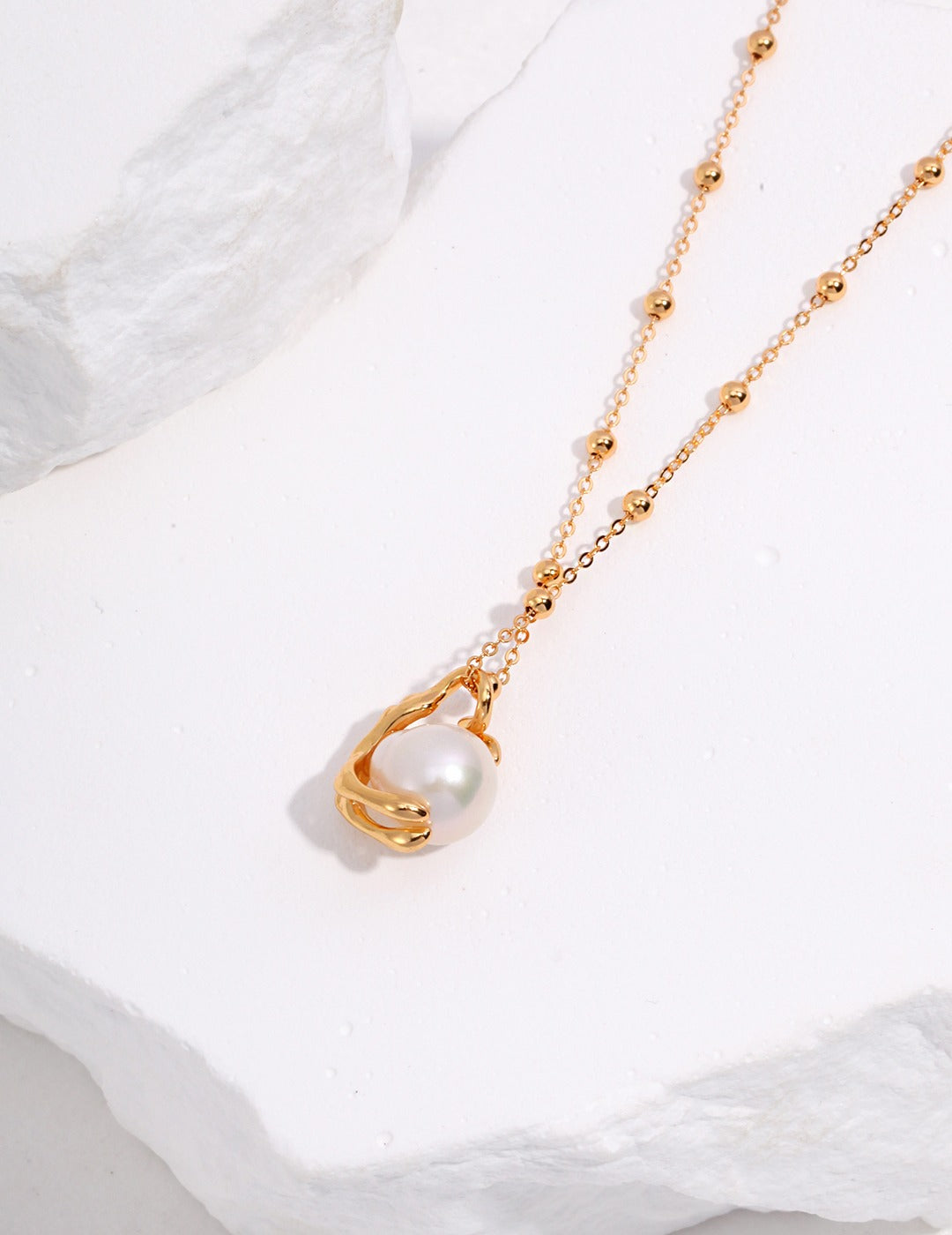 S925 Round Baroque Pearl Necklace