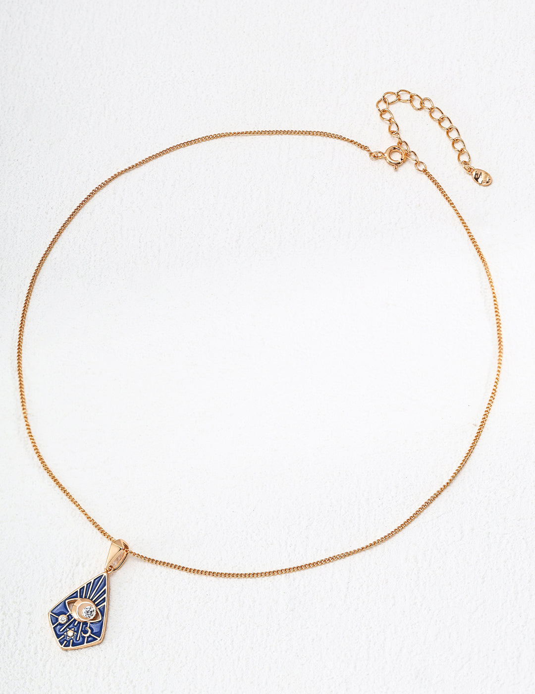 S925 Gold Vintage Blue Drip Glazed Zircon Necklace