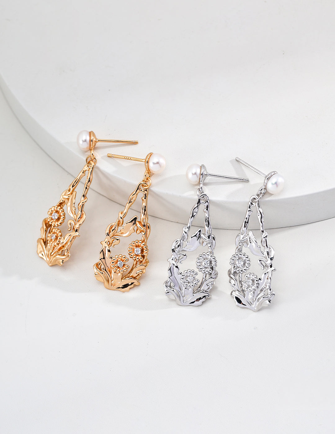 S925 Gold or Silver Vintage Freshwater Pearl Earrings