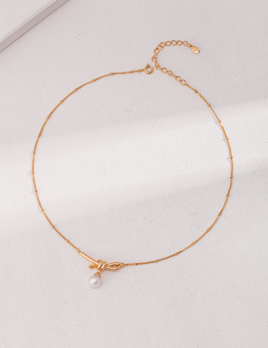 S925 Knotted Fresh Water Pearl Necklace