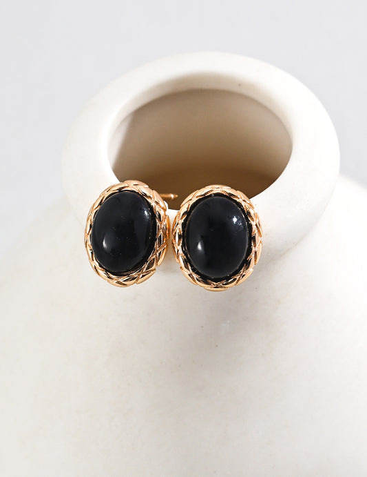 S925 Black Agate Earrings