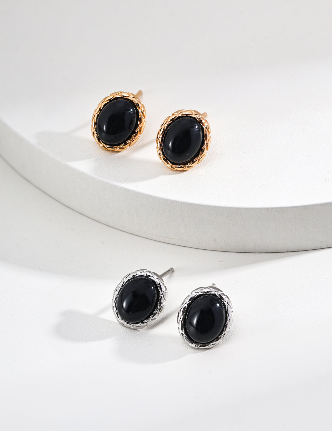 S925 Black Agate Earrings