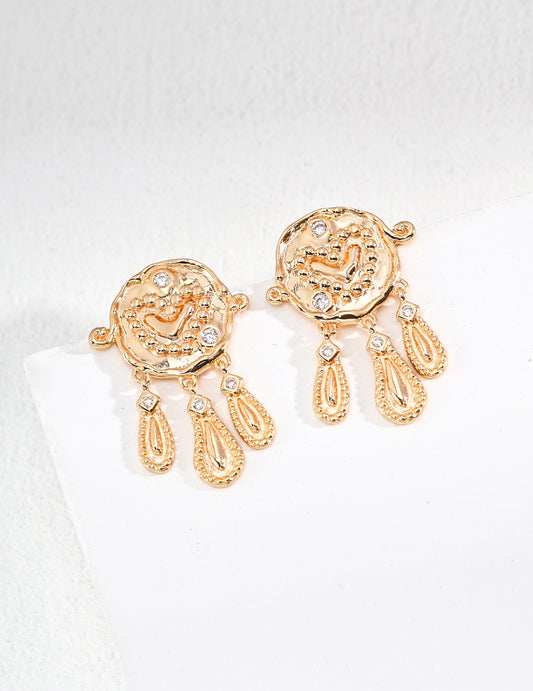 S925 Gold Vintage Zircon Earrings